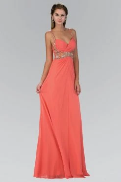 Elizabeth K - GL1082 Jeweled Ruched Sweetheart Chiffon Dress