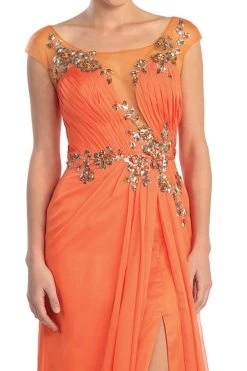 Elizabeth K - GL1088 Bejeweled Cap Sleeve Illusion Bateau Dress Formal Gowns 13 Elizabeth K - GL1088 Bejeweled Cap Sleeve Illusion Bateau Dress Formal Gowns