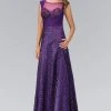 Elizabeth K - GL1089 Embellished Cap Sleeve Illusion Bateau Dress Formal Gowns