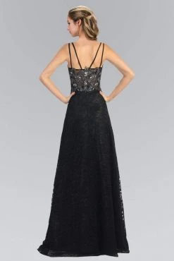 Formal Gowns Elizabeth K - GL1092 Lace Overlay V-Neck A-Line Gown