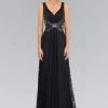 Formal Gowns Elizabeth K - GL1092 Lace Overlay V-Neck A-Line Gown