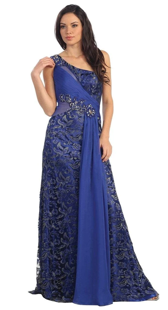 Formal Gowns Elizabeth K - GL1095 Embellished Asymmetrical Neck Trumpet Dress 5 Formal Gowns Elizabeth K - GL1095 Embellished Asymmetrical Neck Trumpet Dress