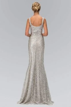 Elizabeth K - GL1096 Embellished V-Neck Trumpet Dress