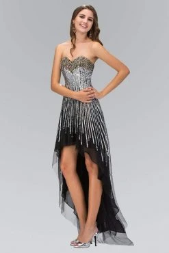 Elizabeth K - GL1127 Strapless Embellished Hi Lo Dress