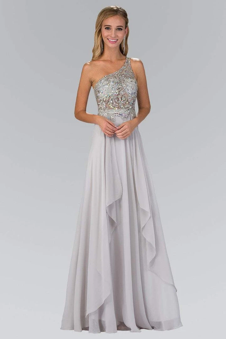 Elizabeth K - GL1128 Asymmetrical Bejeweled Chiffon Gown 5 Elizabeth K - GL1128 Asymmetrical Bejeweled Chiffon Gown