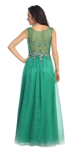 Formal Gowns Elizabeth K - GL1131 Bateau Illusion Bejeweled Chiffon Gown