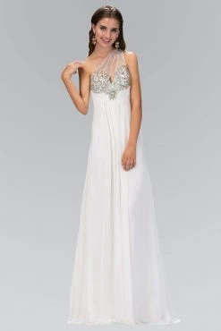 Formal Gowns Elizabeth K - GL1138 Sheer Asymmetrical Ornate A-Line Gown