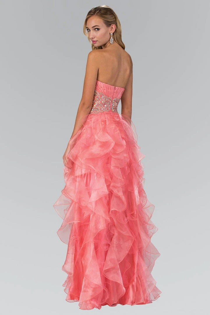 Elizabeth K - GL1143 Ruched Sweetheart High Low Ruffled Dress 4 Elizabeth K - GL1143 Ruched Sweetheart High Low Ruffled Dress