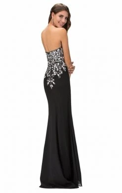 Formal Gowns Elizabeth K - GL1144 Strapless Floral Long Dress With Slit