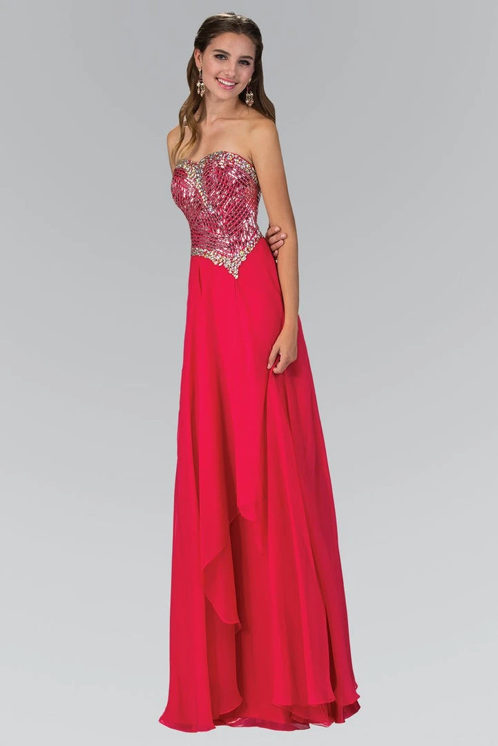 Elizabeth K - GL1149 Jeweled Strapless Chiffon A-Line Gown 5 Elizabeth K - GL1149 Jeweled Strapless Chiffon A-Line Gown