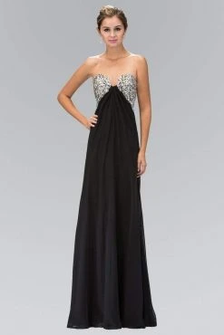 Elizabeth K - GL1151 Jewel Accented Sweetheart Chiffon Dress Formal Gowns