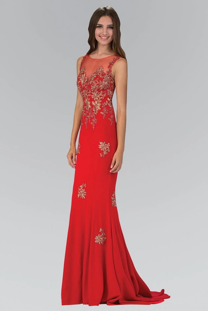 Elizabeth K - GL1314 Beaded Illusion Bateau Neck Trumpet Gown Formal Gowns 5 Elizabeth K - GL1314 Beaded Illusion Bateau Neck Trumpet Gown Formal Gowns
