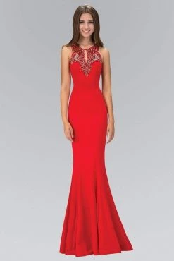 Formal Gowns Elizabeth K - GL1315 Keyhole Illusion Sheath Gown 8 Formal Gowns Elizabeth K - GL1315 Keyhole Illusion Sheath Gown
