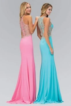 Bridesmaid Dresses Elizabeth K - GL1324 Jeweled High Neck Jersey Gown