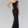 Elizabeth K - GL1326 Beaded One Shoulder Jersey Long Dress