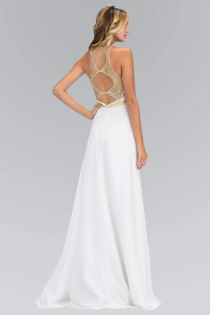 Elizabeth K - GL1329 Gilt Beaded Illusion A-Line Gown 6 Elizabeth K - GL1329 Gilt Beaded Illusion A-Line Gown