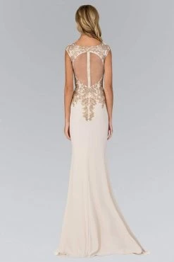 Elizabeth K - GL1333 Embellished V-Neck Jersey Long Gown Formal Gowns 9 Elizabeth K - GL1333 Embellished V-Neck Jersey Long Gown Formal Gowns