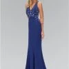 Elizabeth K - GL1337 Bejeweled V-neckline Sheath Gown 1 Elizabeth K - GL1337 Bejeweled V-neckline Sheath Gown