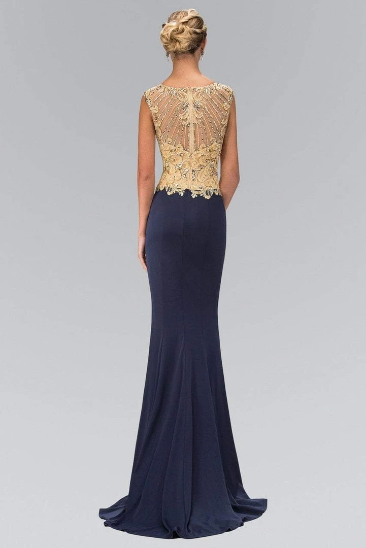 Elizabeth K - GL1340 Bejeweled Lace Applique Scoop Neckline Gown Formal Gowns 4 Elizabeth K - GL1340 Bejeweled Lace Applique Scoop Neckline Gown Formal Gowns