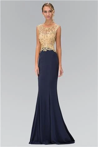 Elizabeth K - GL1340 Bejeweled Lace Applique Scoop Neckline Gown Formal Gowns 3 Elizabeth K - GL1340 Bejeweled Lace Applique Scoop Neckline Gown Formal Gowns