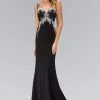Elizabeth K - GL1358 Jewel-Accented V-Neck Gown