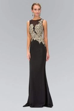 Elizabeth K - GL1381 Embellished Jewel Neck Jersey Gown 7 Elizabeth K - GL1381 Embellished Jewel Neck Jersey Gown