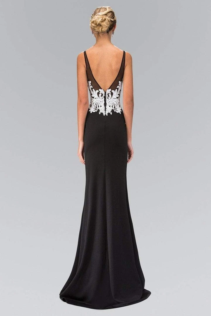 Elizabeth K - GL1384 Bead And Sequin Embellishment V-Neck Gown 4 Elizabeth K - GL1384 Bead And Sequin Embellishment V-Neck Gown