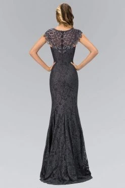 Formal Gowns Elizabeth K - GL1394 Ornate Yoke Lace Illusion Sheath Gown