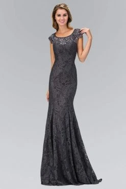Formal Gowns Elizabeth K - GL1394 Ornate Yoke Lace Illusion Sheath Gown