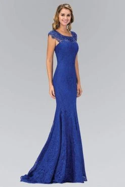 Formal Gowns Elizabeth K - GL1394 Ornate Yoke Lace Illusion Sheath Gown