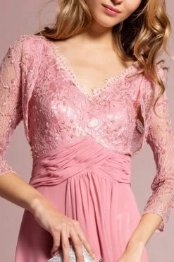 Elizabeth K - GL1397 Lace V-Neck A-Line Gown With Bolero Formal Gowns 15 Elizabeth K - GL1397 Lace V-Neck A-Line Gown With Bolero Formal Gowns