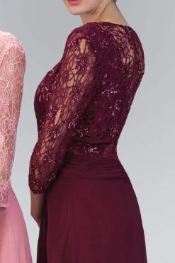 Elizabeth K - GL1397 Lace V-Neck A-Line Gown With Bolero Formal Gowns 12 Elizabeth K - GL1397 Lace V-Neck A-Line Gown With Bolero Formal Gowns