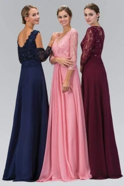 Elizabeth K - GL1397 Lace V-Neck A-Line Gown With Bolero Formal Gowns 11 Elizabeth K - GL1397 Lace V-Neck A-Line Gown With Bolero Formal Gowns