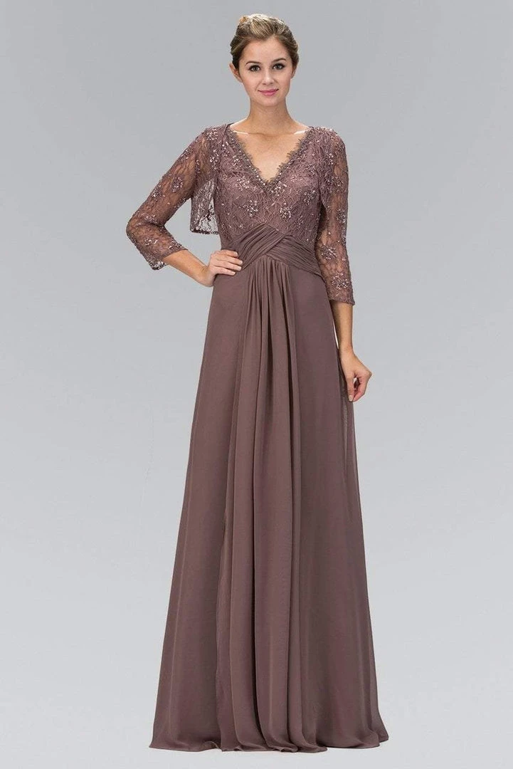 Elizabeth K - GL1397 Lace V-Neck A-Line Gown With Bolero Formal Gowns 3 Elizabeth K - GL1397 Lace V-Neck A-Line Gown With Bolero Formal Gowns