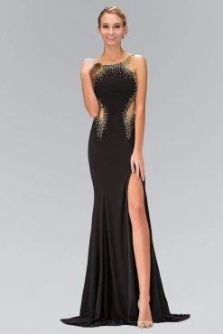 Elizabeth K - GL1399 Bead Embellished Scoop Neck Gown Formal Gowns