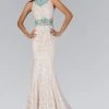 Elizabeth K - GL1403 Jewel Neckline With Cutouts Lace Gown