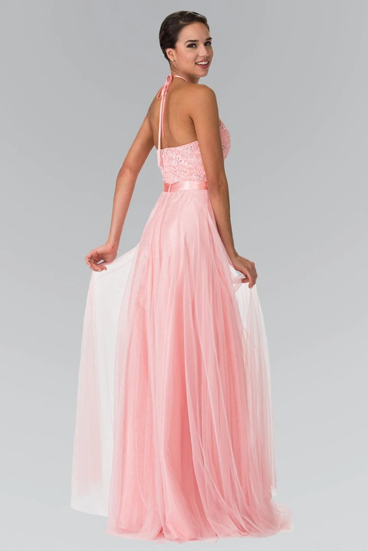 Elizabeth K - GL1475 Embroidered Illusion Halter Gown 4 Elizabeth K - GL1475 Embroidered Illusion Halter Gown