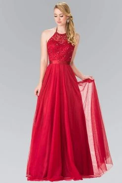 Elizabeth K - GL1475 Embroidered Illusion Halter Gown 9 Elizabeth K - GL1475 Embroidered Illusion Halter Gown