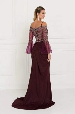 Elizabeth K - GL1500 Two Piece Sheer Dress With Bell Sleeves