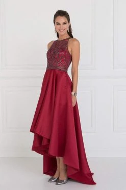 Elizabeth K - GL1501 Jewel Embellished Mikado High Low Dress 7 Elizabeth K - GL1501 Jewel Embellished Mikado High Low Dress