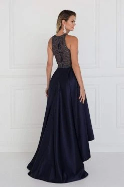 Elizabeth K - GL1501 Jewel Embellished Mikado High Low Dress 9 Elizabeth K - GL1501 Jewel Embellished Mikado High Low Dress