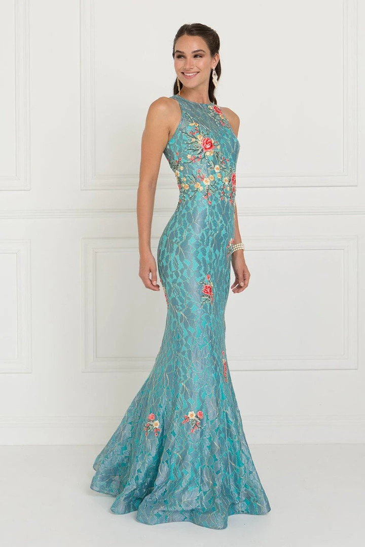 Formal Gowns Elizabeth K - GL1504 Floral Lace Fitted Mermaid Dress 5 Formal Gowns Elizabeth K - GL1504 Floral Lace Fitted Mermaid Dress