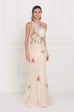 Formal Gowns Elizabeth K - GL1504 Floral Lace Fitted Mermaid Dress