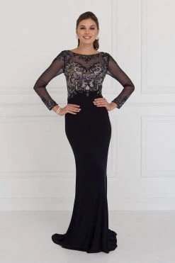 Elizabeth K - GL1506 Sheer Long Sleeves Sequined Evening Dress Formal Gowns 11 Elizabeth K - GL1506 Sheer Long Sleeves Sequined Evening Dress Formal Gowns
