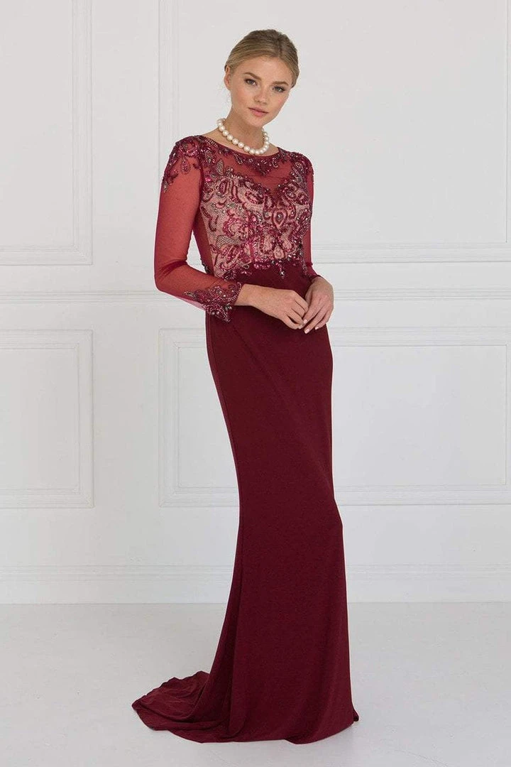 Elizabeth K - GL1506 Sheer Long Sleeves Sequined Evening Dress Formal Gowns 4 Elizabeth K - GL1506 Sheer Long Sleeves Sequined Evening Dress Formal Gowns