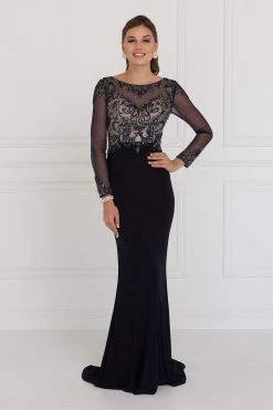 Elizabeth K - GL1506 Sheer Long Sleeves Sequined Evening Dress Formal Gowns 9 Elizabeth K - GL1506 Sheer Long Sleeves Sequined Evening Dress Formal Gowns