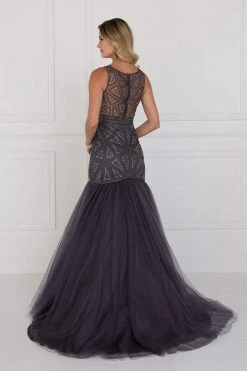Formal Gowns Elizabeth K - GL1510 Sleeveless Fitted Tulle Trumpet Gown