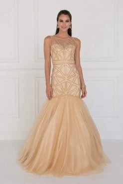 Formal Gowns Elizabeth K - GL1510 Sleeveless Fitted Tulle Trumpet Gown 10 Formal Gowns Elizabeth K - GL1510 Sleeveless Fitted Tulle Trumpet Gown