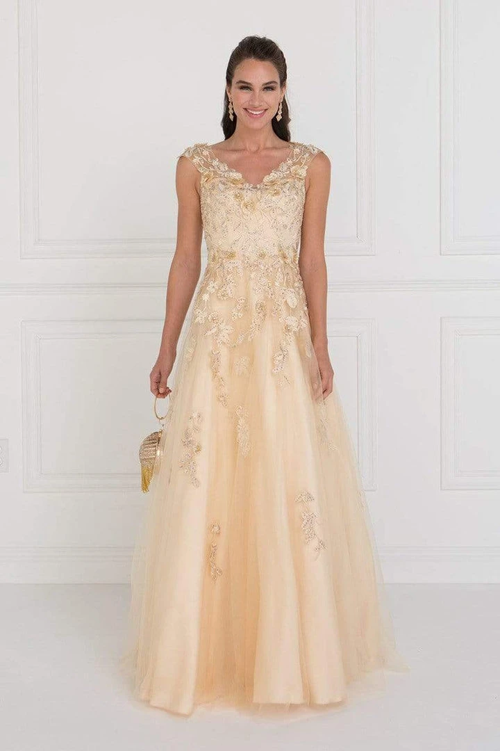 Formal Gowns Elizabeth K - GL1517 Floral Embroidered Cap Sleeves Gown 4 Formal Gowns Elizabeth K - GL1517 Floral Embroidered Cap Sleeves Gown
