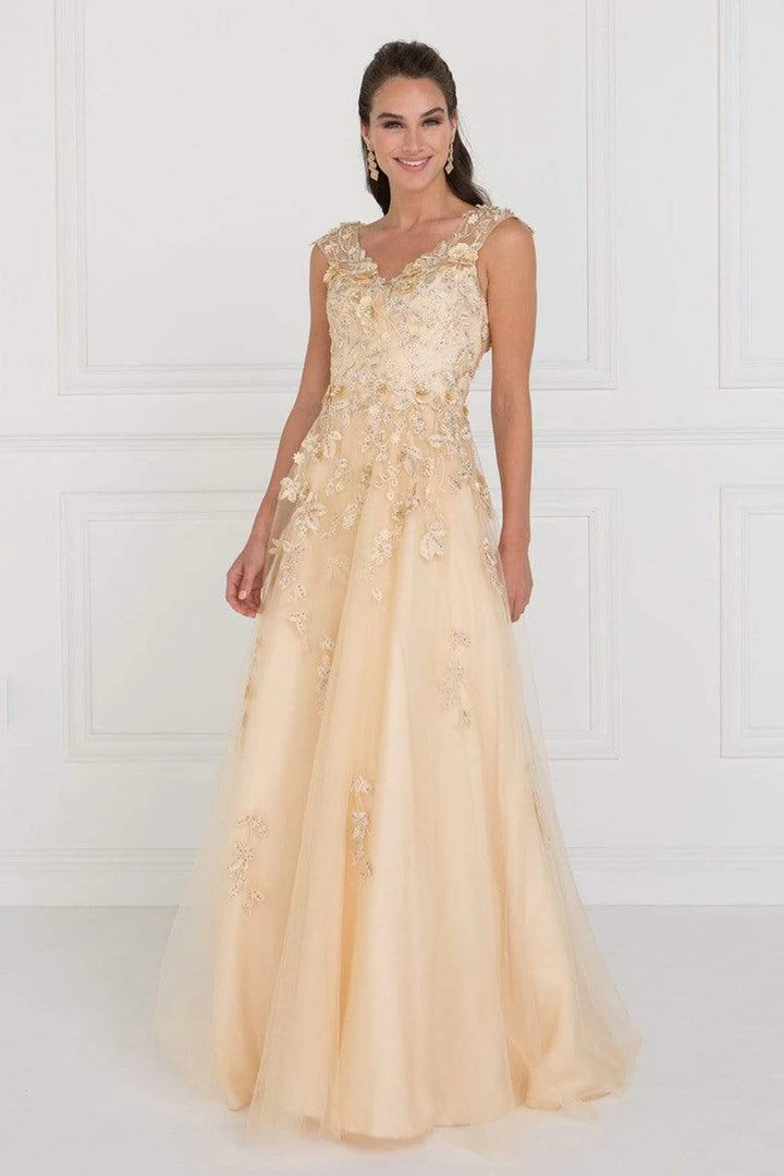 Formal Gowns Elizabeth K - GL1517 Floral Embroidered Cap Sleeves Gown 5 Formal Gowns Elizabeth K - GL1517 Floral Embroidered Cap Sleeves Gown